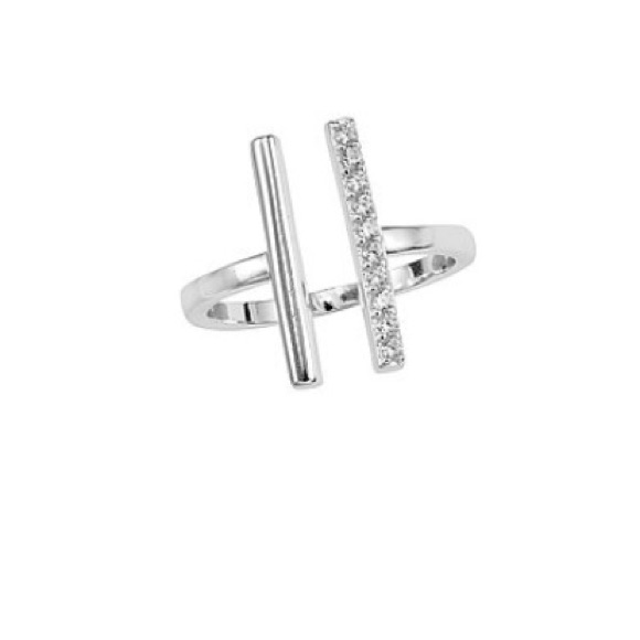 Savvy Cie Silver Cz Open Bar Ring 48$